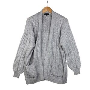 Love Eilie Cable Knit Open Cardigan size XL Gray